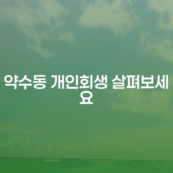약수동 개인회생 살펴보세요