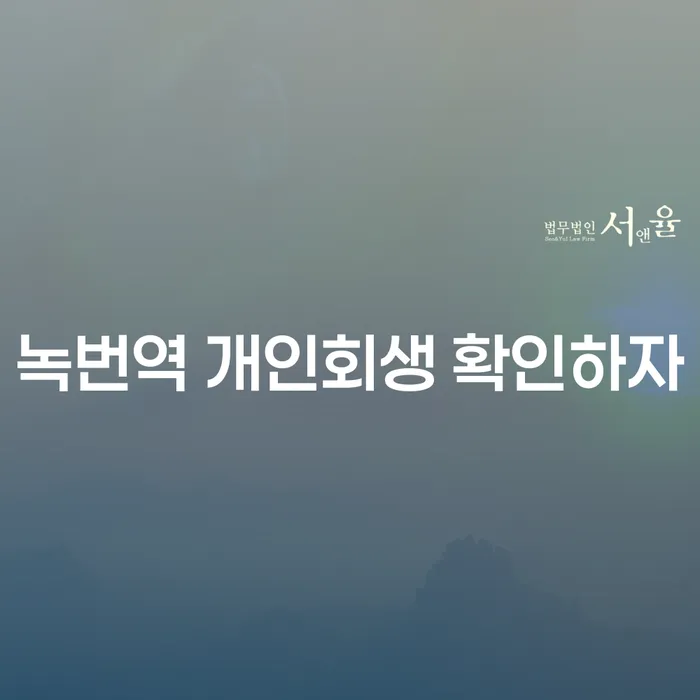 녹번역 개인회생 확인하자
